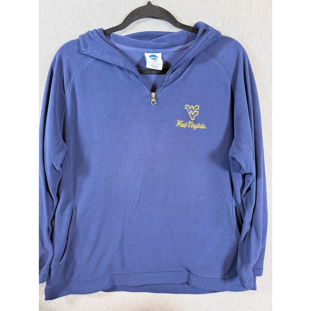 NCAA West Virginia Mountaineers Fleece Quarter-Zip Pullover Jacket Blue LG